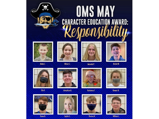 Oswego Middle School Honors 12 With May’s Character Education Award