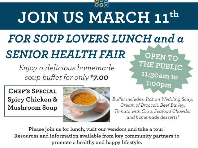 Springside at Seneca Hill to Host Soup Lovers Lunch and Senior Health Fair