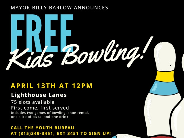 Mayor Barlow Announces Free Bowling for Kids on April 13th