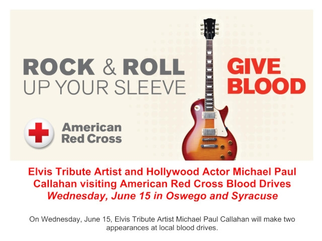 Elvis Tribute Artist Michael Paul Callahan Visiting American Red Cross Blood Drives
