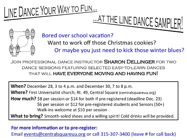 Line Dance Your Way to Fun Dec 28 &amp; 30 in Central Square