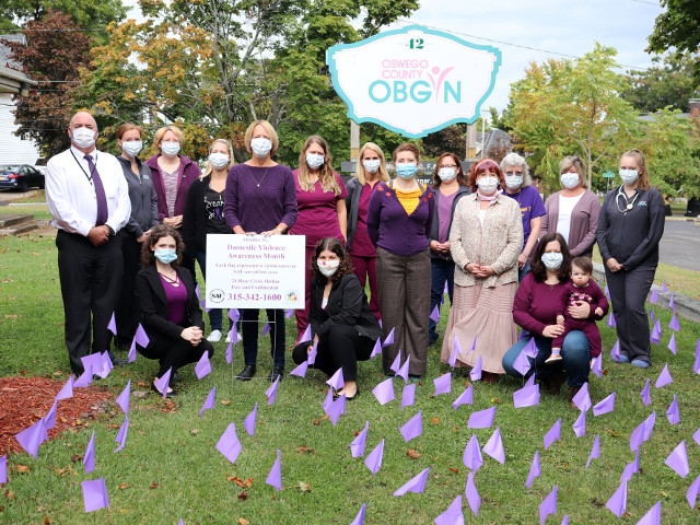 Display of Purple Flags Symbolizing Domestic Violence Survivors