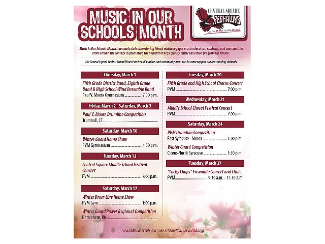 Central Square Announces “Music In Our Schools” Month Schedule