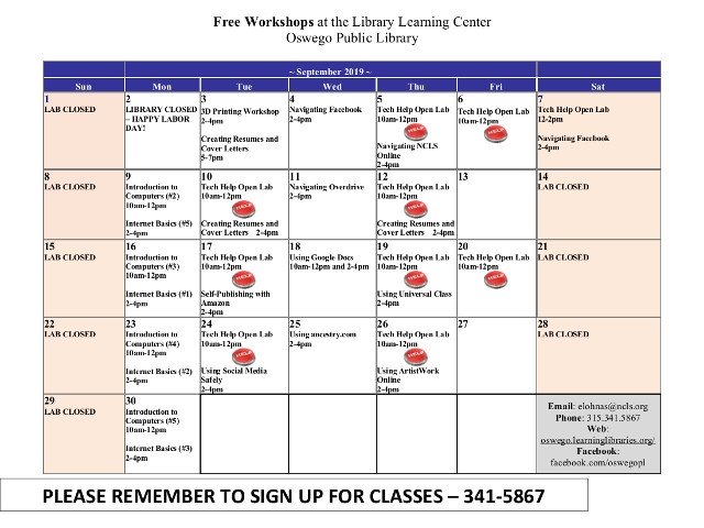 September 2019 Events at Oswego Public Library