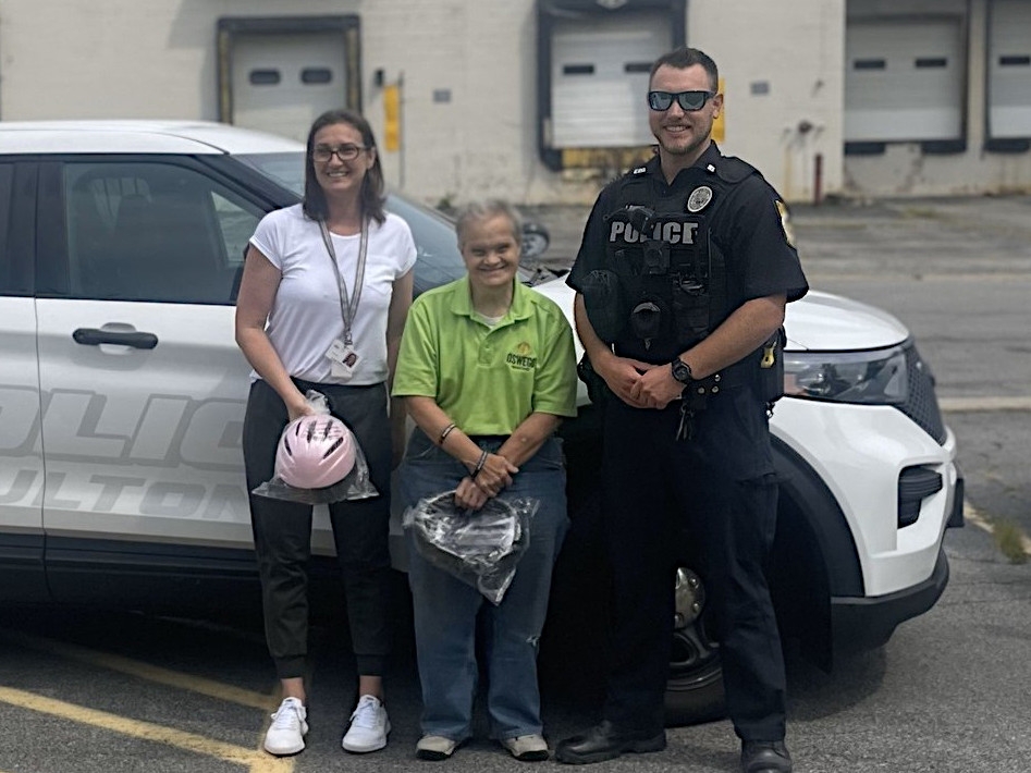 Oswego Industries Inc. Donates Bicycle Helmets to the Fulton Police Department