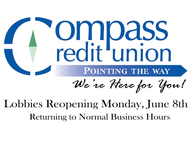 Compass Federal Credit Union to Reopen Lobby Service at Select Locations Beginning June 8th