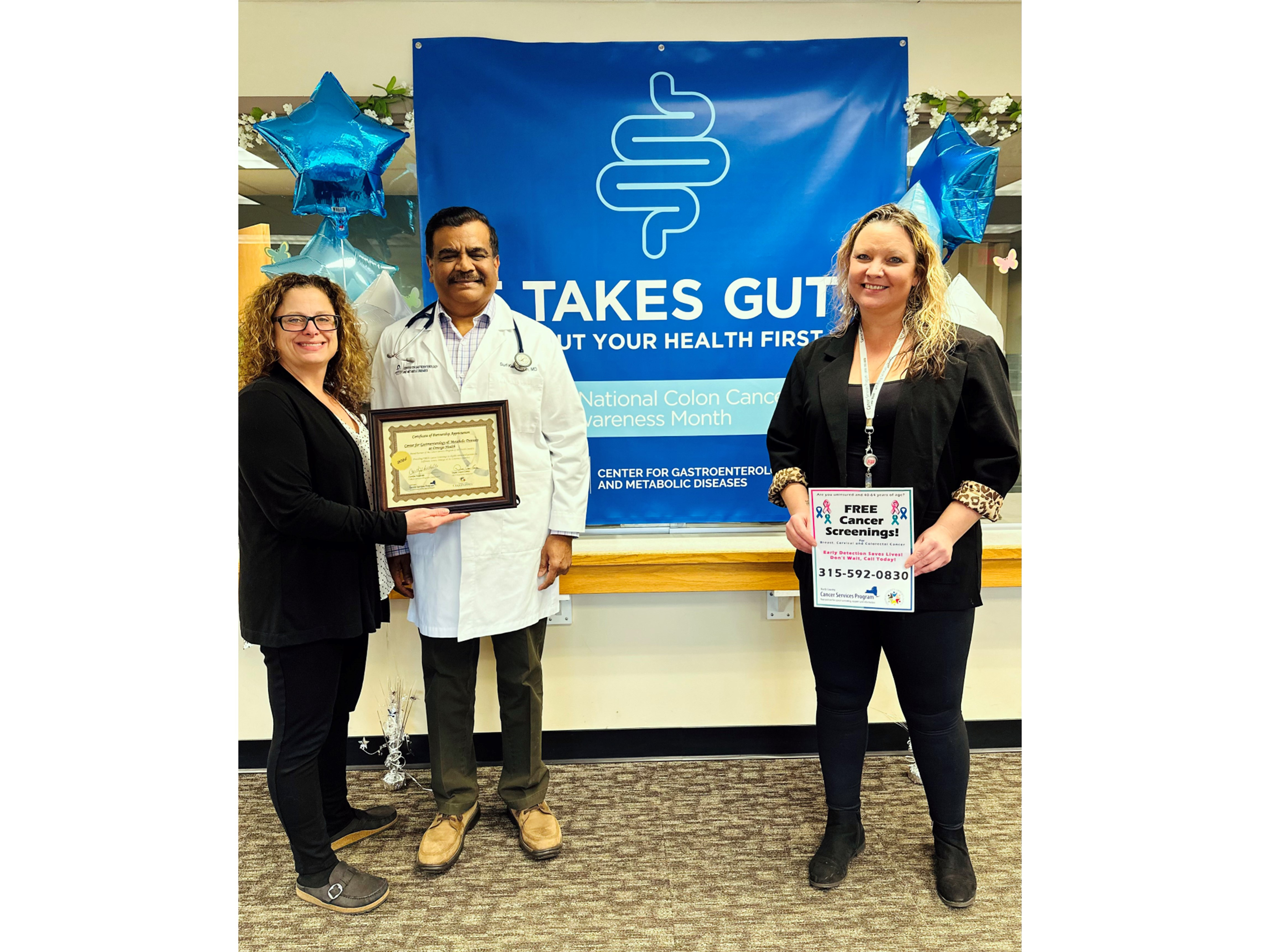 OCO Cancer Services applauds Center for Gastroenterology and Metabolic Diseases at Oswego Health
