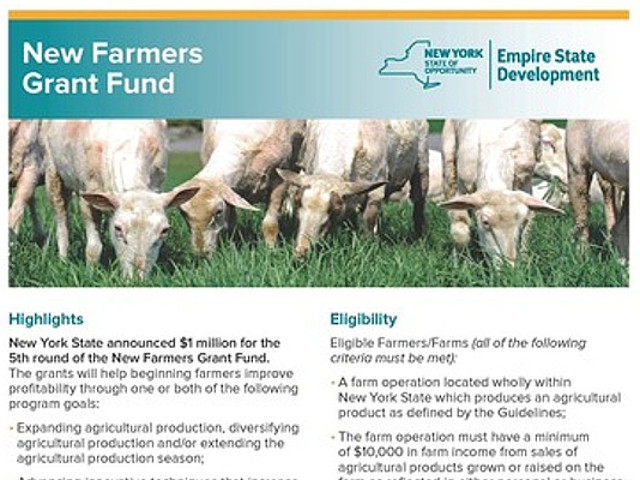 NYS New Farmers Grant Fund Announced