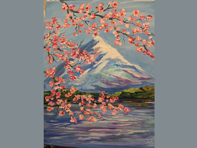 Get Creative: Cherry Blossom Painting Class at the Oswego Public Library!