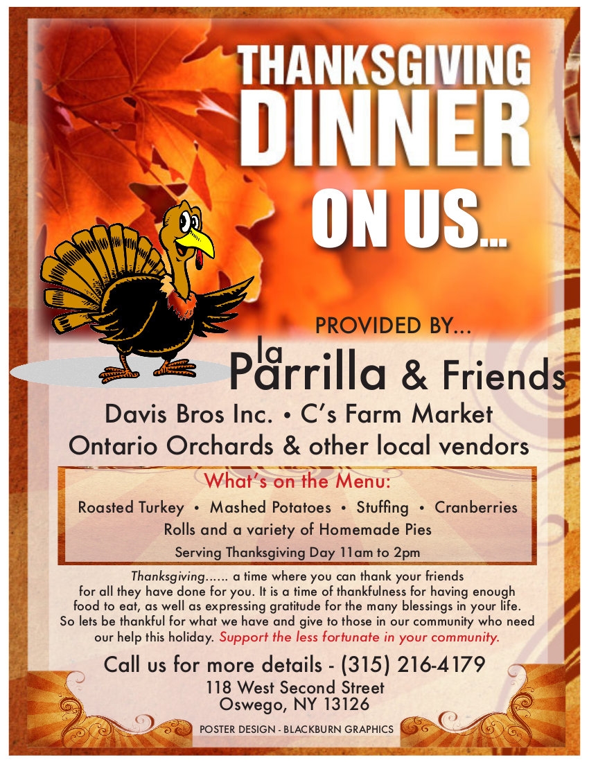 La Parrilla and Friends to provide Thanksgiving dinner to Oswego's less fortunate