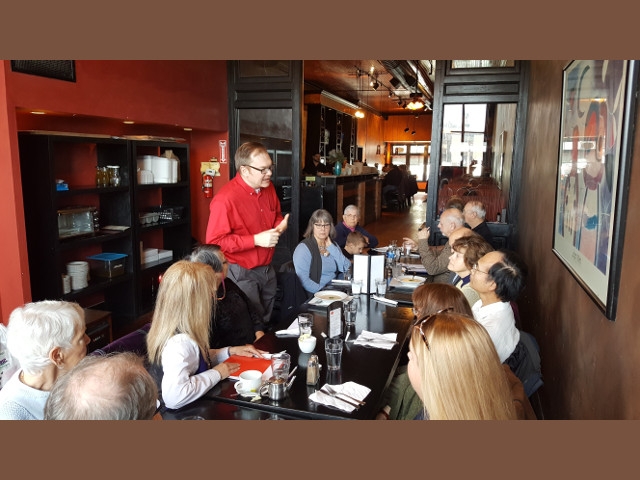 AARP Volunteers Meet at Red Sun Fire Roasters
