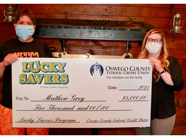 Matt Grey Wins $5,000 in Oswego County FCU ‘Lucky Savers’ Program