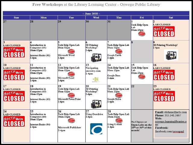 Oswego Public Library to Continue 3D Printer Workshops for June 2018