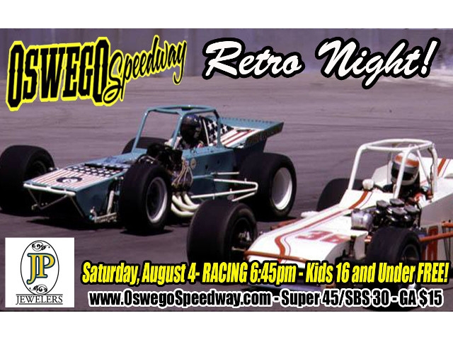 JP Jewelers Presents 'Retro Night' Aug 4 at Oswego Speedway